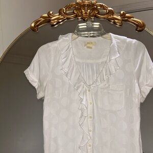 Anthropologie White Ruffle Blouse